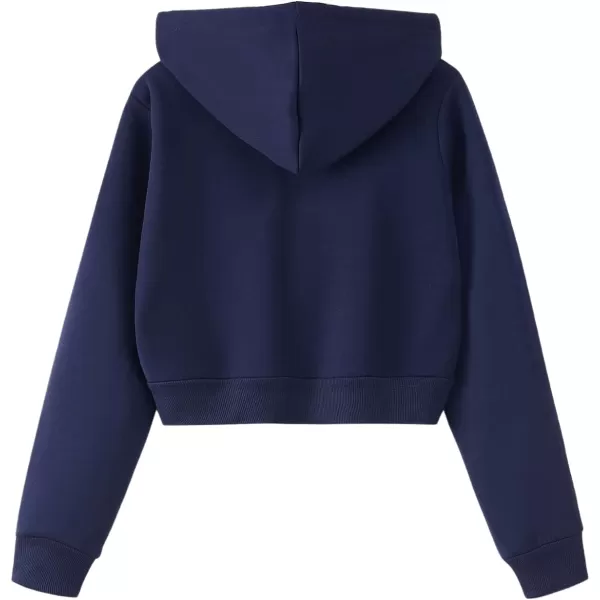 SweatyRocks Women's Long Sleeve Drawstring Full Zip Hooded Jacket Crop Sweatshirt