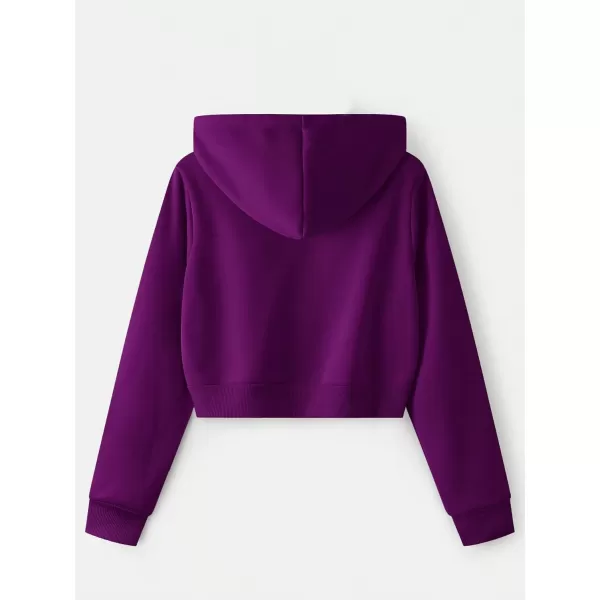 SweatyRocks Women's Long Sleeve Drawstring Full Zip Hooded Jacket Crop Sweatshirt