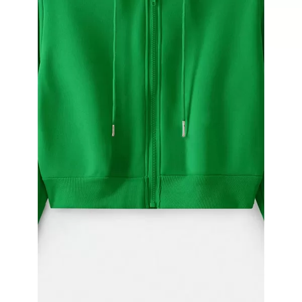 SweatyRocks Women's Long Sleeve Drawstring Full Zip Hooded Jacket Crop Sweatshirt