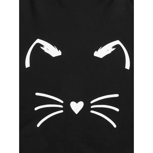 SweatyRocks Women's Long Sleeve Hoodie Crop Top Cat Print Sweatshirt