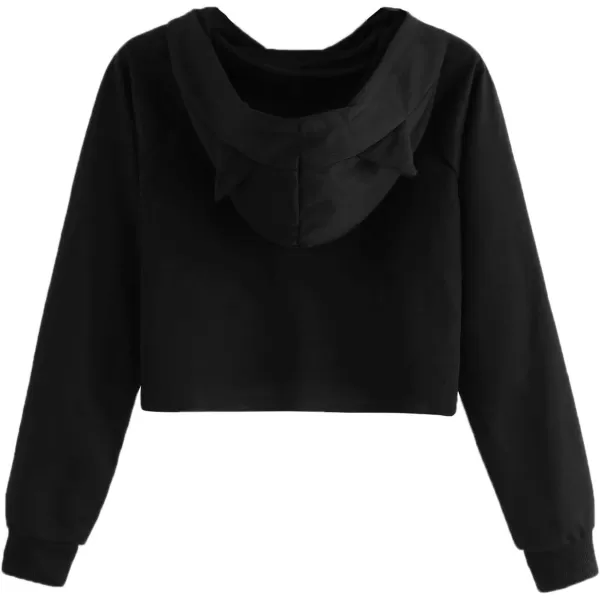 SweatyRocks Women's Long Sleeve Hoodie Crop Top Cat Print Sweatshirt