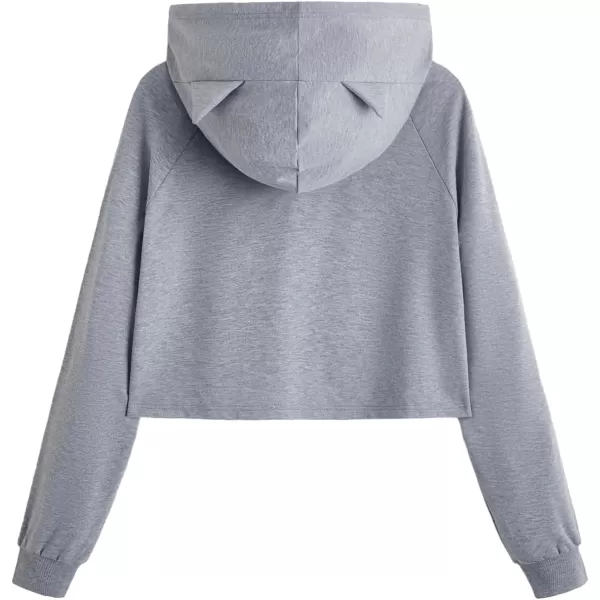 SweatyRocks Women's Long Sleeve Hoodie Crop Top Cat Print Sweatshirt