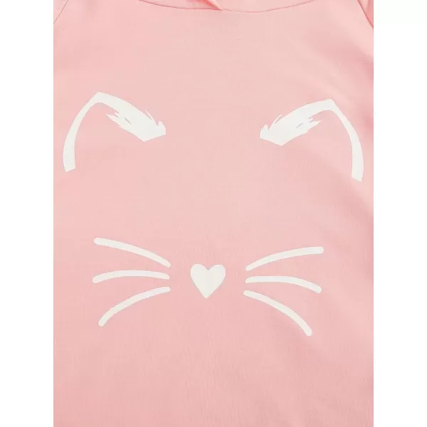 SweatyRocks Women's Long Sleeve Hoodie Crop Top Cat Print Sweatshirt