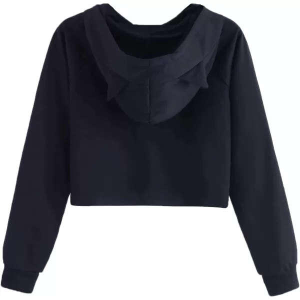 SweatyRocks Women's Long Sleeve Hoodie Crop Top Cat Print Sweatshirt