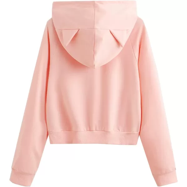 SweatyRocks Women's Long Sleeve Hoodie Crop Top Cat Print Sweatshirt