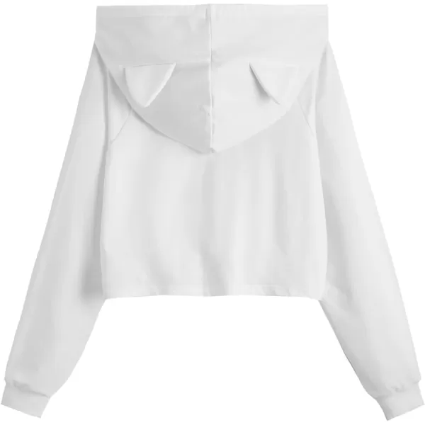 SweatyRocks Women's Long Sleeve Hoodie Crop Top Cat Print Sweatshirt