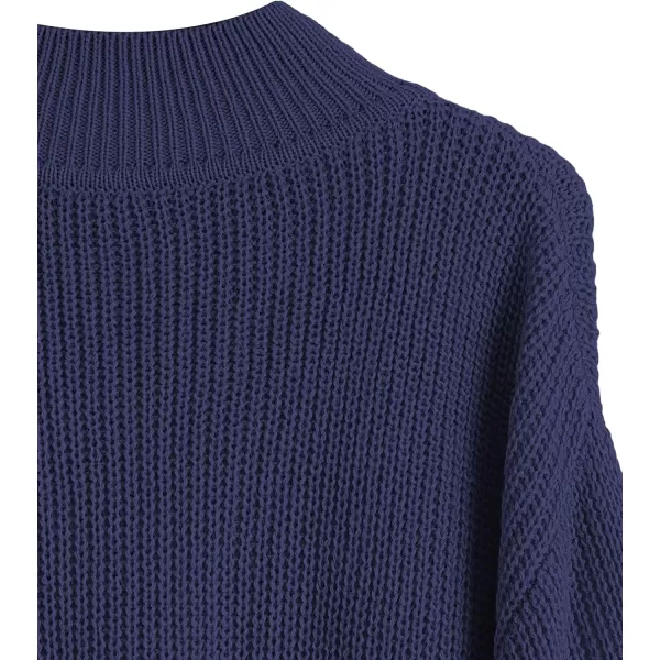 SweatyRocks Women's Long Sleeve Mock Neck Cropped Sweater Drop Shoulder Pullover Sweater Lantern Sleeve Ribbed Knit Crop Top