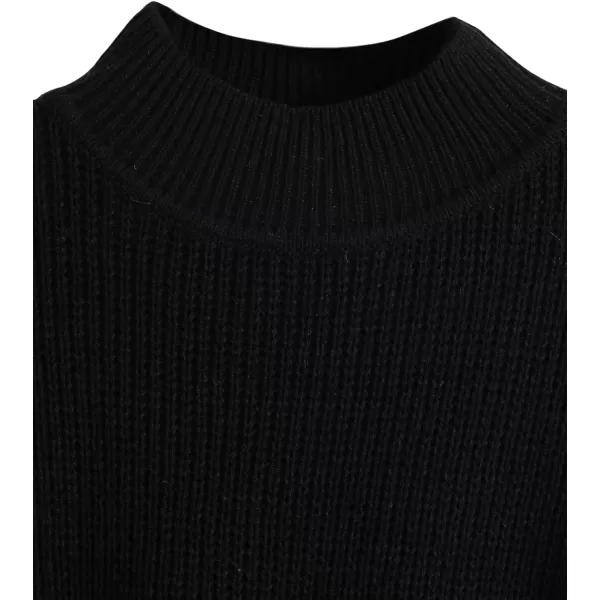SweatyRocks Women's Long Sleeve Mock Neck Cropped Sweater Drop Shoulder Pullover Sweater Lantern Sleeve Ribbed Knit Crop Top