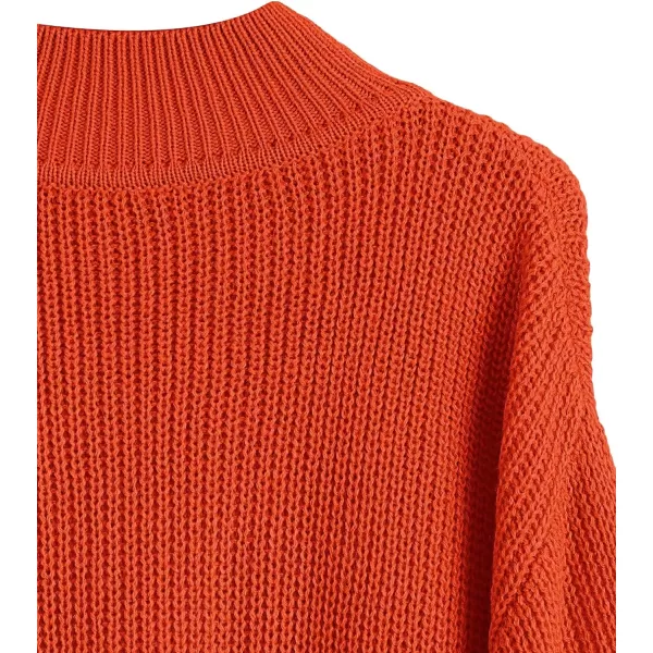 SweatyRocks Women's Long Sleeve Mock Neck Cropped Sweater Drop Shoulder Pullover Sweater Lantern Sleeve Ribbed Knit Crop Top