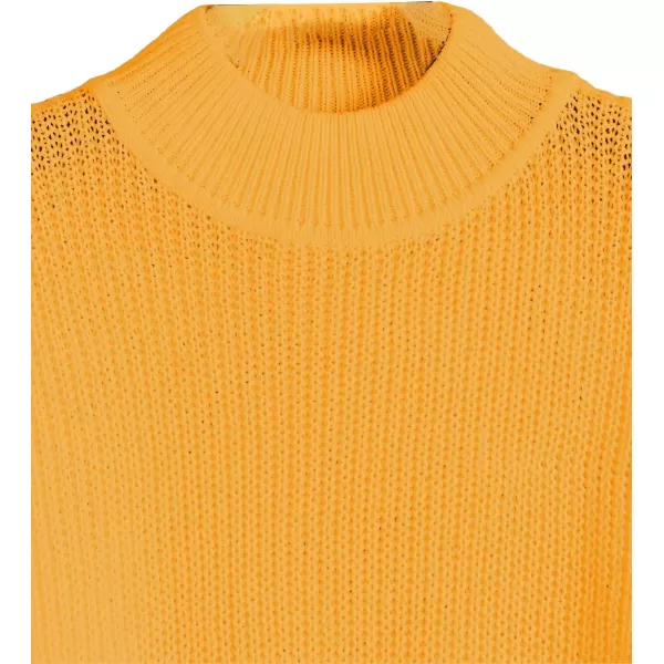 SweatyRocks Women's Long Sleeve Mock Neck Cropped Sweater Drop Shoulder Pullover Sweater Lantern Sleeve Ribbed Knit Crop Top