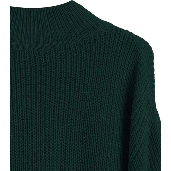 SweatyRocks Women's Long Sleeve Mock Neck Cropped Sweater Drop Shoulder Pullover Sweater Lantern Sleeve Ribbed Knit Crop Top