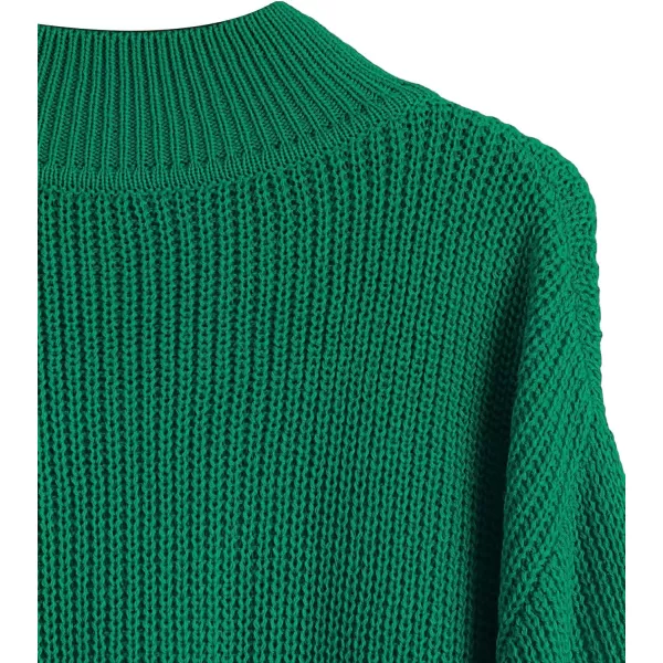 SweatyRocks Women's Long Sleeve Mock Neck Cropped Sweater Drop Shoulder Pullover Sweater Lantern Sleeve Ribbed Knit Crop Top