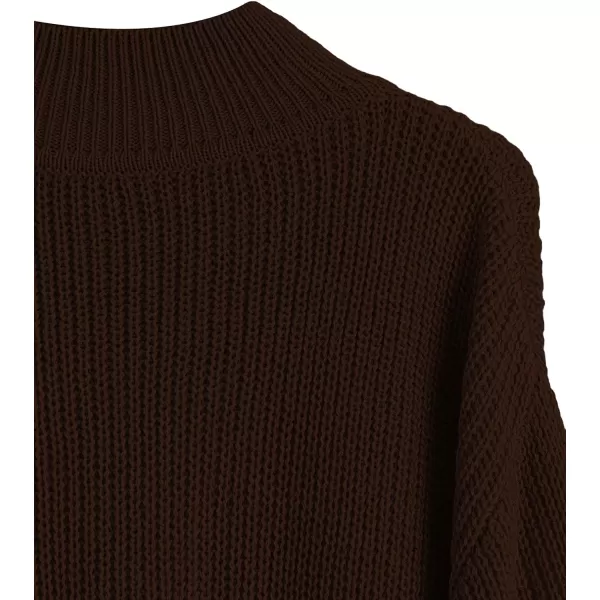 SweatyRocks Women's Long Sleeve Mock Neck Cropped Sweater Drop Shoulder Pullover Sweater Lantern Sleeve Ribbed Knit Crop Top
