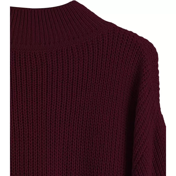 SweatyRocks Women's Long Sleeve Mock Neck Cropped Sweater Drop Shoulder Pullover Sweater Lantern Sleeve Ribbed Knit Crop Top