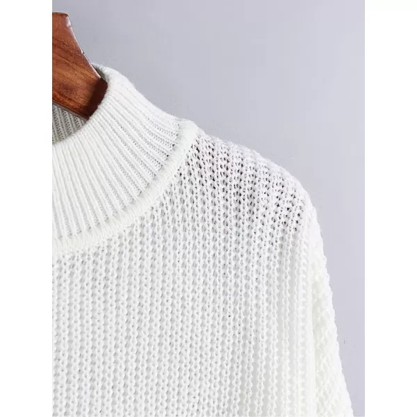 SweatyRocks Women's Long Sleeve Mock Neck Cropped Sweater Drop Shoulder Pullover Sweater Lantern Sleeve Ribbed Knit Crop Top