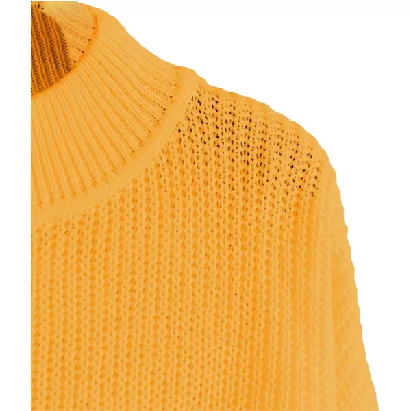 SweatyRocks Women's Long Sleeve Mock Neck Cropped Sweater Drop Shoulder Pullover Sweater Lantern Sleeve Ribbed Knit Crop Top