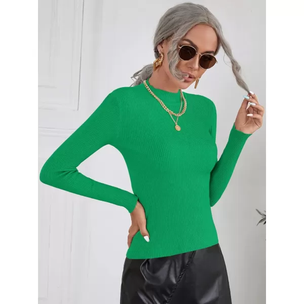 SweatyRocks Women's Long Sleeve Mock Neck Top Ribbed Knit Slim Fit Pullover Sweater