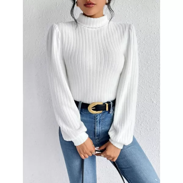 SweatyRocks Women's Long Sleeve Mock Neck Top Ribbed Knit Slim Fit Pullover Sweater