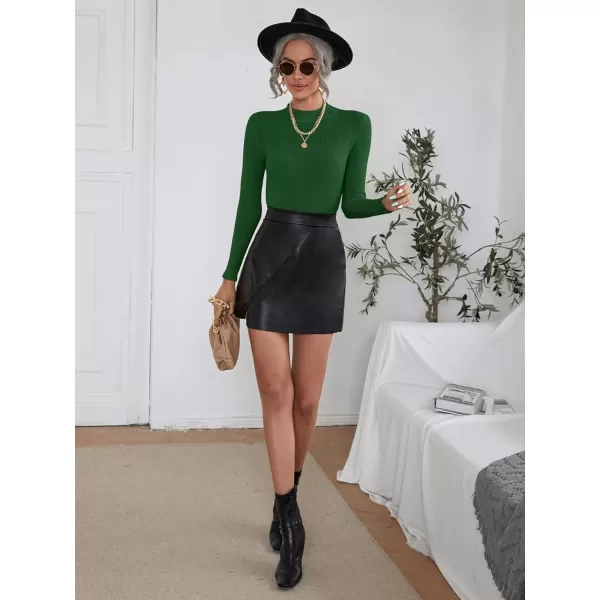 SweatyRocks Women's Long Sleeve Mock Neck Top Ribbed Knit Slim Fit Pullover Sweater