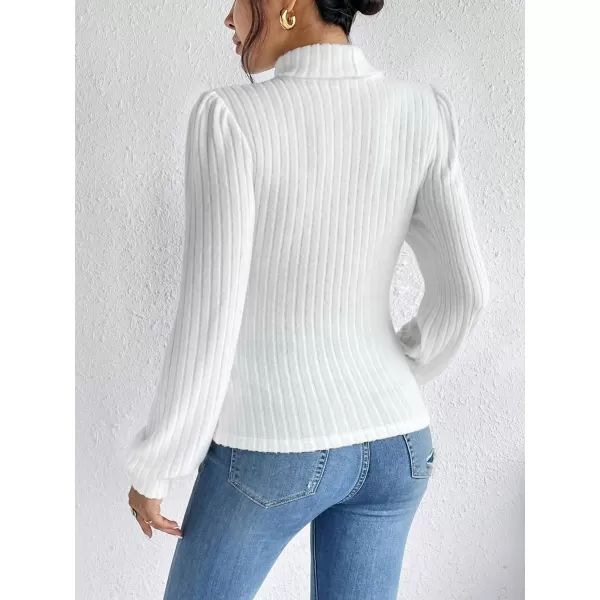 SweatyRocks Women's Long Sleeve Mock Neck Top Ribbed Knit Slim Fit Pullover Sweater