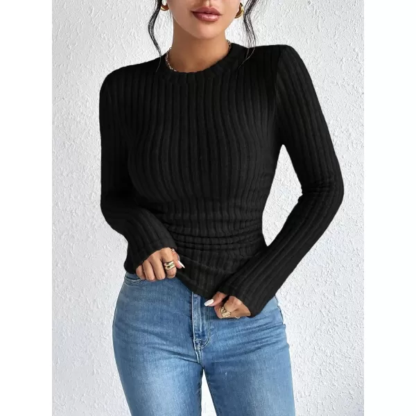 SweatyRocks Women's Long Sleeve Mock Neck Top Ribbed Knit Slim Fit Pullover Sweater