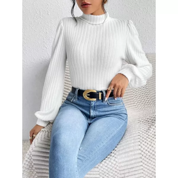 SweatyRocks Women's Long Sleeve Mock Neck Top Ribbed Knit Slim Fit Pullover Sweater