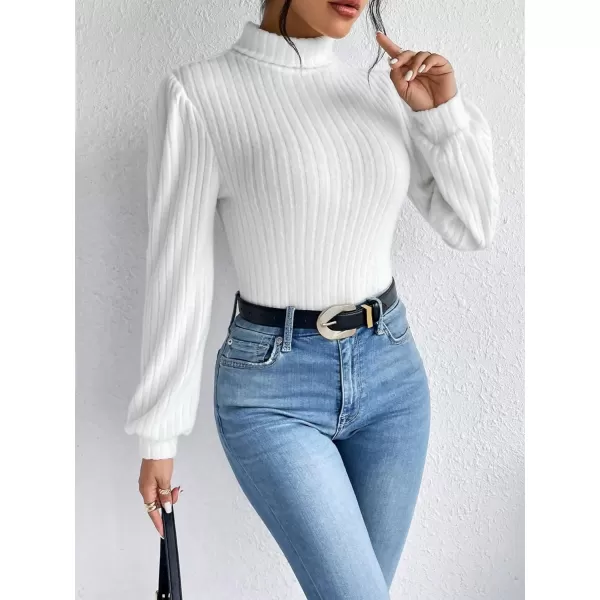 SweatyRocks Women's Long Sleeve Mock Neck Top Ribbed Knit Slim Fit Pullover Sweater