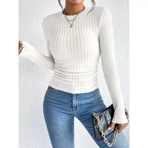 SweatyRocks Women's Long Sleeve Mock Neck Top Ribbed Knit Slim Fit Pullover Sweater