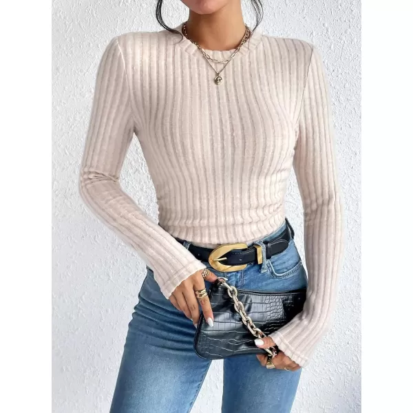 SweatyRocks Women's Long Sleeve Mock Neck Top Ribbed Knit Slim Fit Pullover Sweater