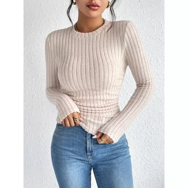 SweatyRocks Women's Long Sleeve Mock Neck Top Ribbed Knit Slim Fit Pullover Sweater