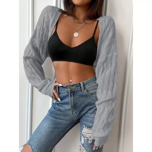 SweatyRocks Women's Long Sleeve Open Front Knit Crop Cardigan Sweater