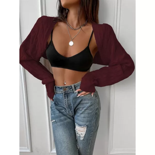 SweatyRocks Women's Long Sleeve Open Front Knit Crop Cardigan Sweater