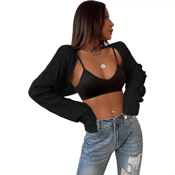 SweatyRocks Women's Long Sleeve Open Front Knit Crop Cardigan Sweater