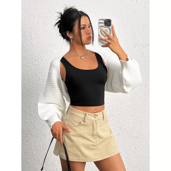 SweatyRocks Women's Long Sleeve Open Front Knit Crop Cardigan Sweater