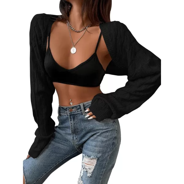 SweatyRocks Women's Long Sleeve Open Front Knit Crop Cardigan Sweater