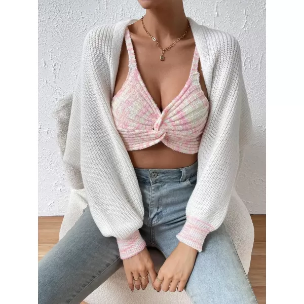 SweatyRocks Women's Long Sleeve Open Front Knit Crop Cardigan Sweater