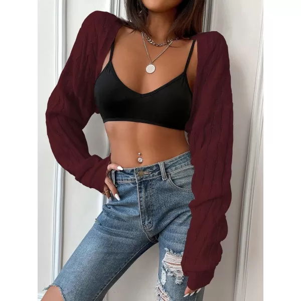 SweatyRocks Women's Long Sleeve Open Front Knit Crop Cardigan Sweater