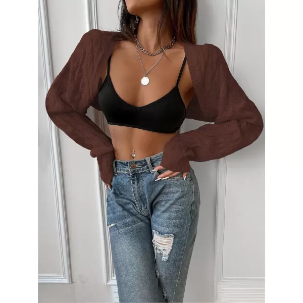 SweatyRocks Women's Long Sleeve Open Front Knit Crop Cardigan Sweater