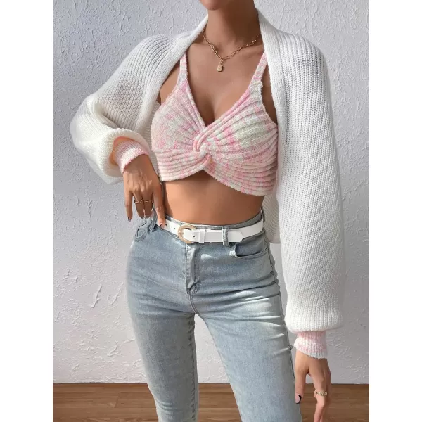 SweatyRocks Women's Long Sleeve Open Front Knit Crop Cardigan Sweater