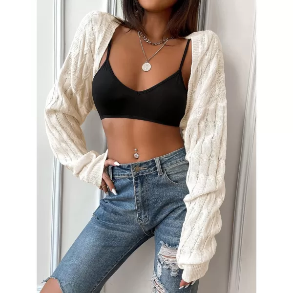 SweatyRocks Women's Long Sleeve Open Front Knit Crop Cardigan Sweater