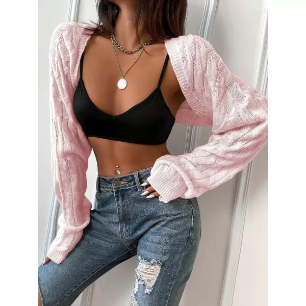 SweatyRocks Women's Long Sleeve Open Front Knit Crop Cardigan Sweater