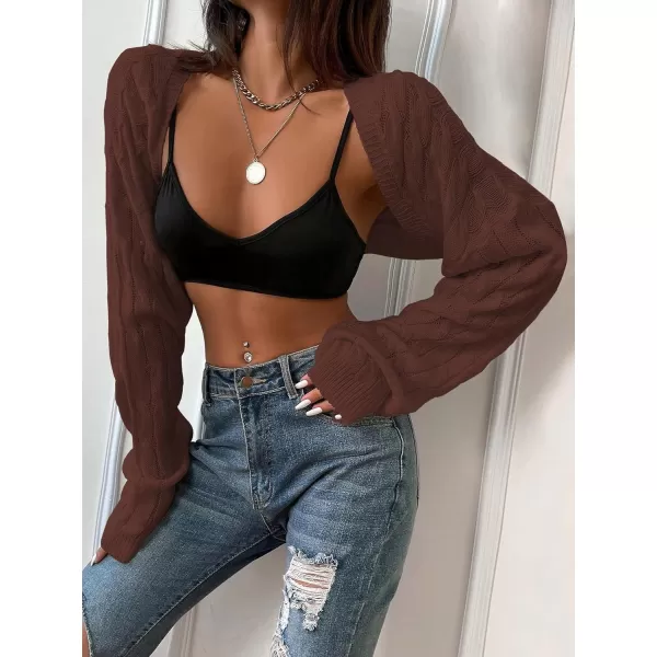 SweatyRocks Women's Long Sleeve Open Front Knit Crop Cardigan Sweater