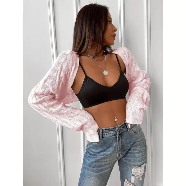 SweatyRocks Women's Long Sleeve Open Front Knit Crop Cardigan Sweater