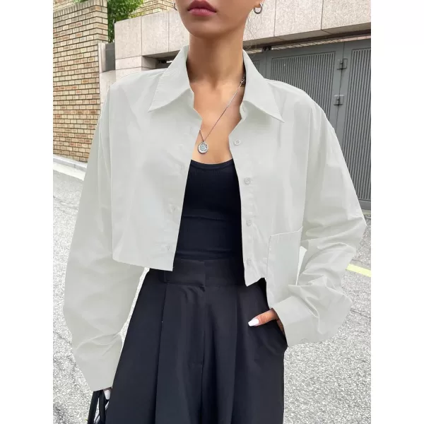 SweatyRocks Women's Long Sleeve Plaid Button Down Collar Crop Blouse Shirt Top