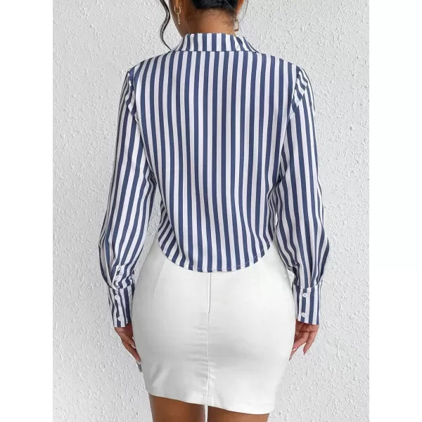 SweatyRocks Women's Long Sleeve Plaid Button Down Collar Crop Blouse Shirt Top