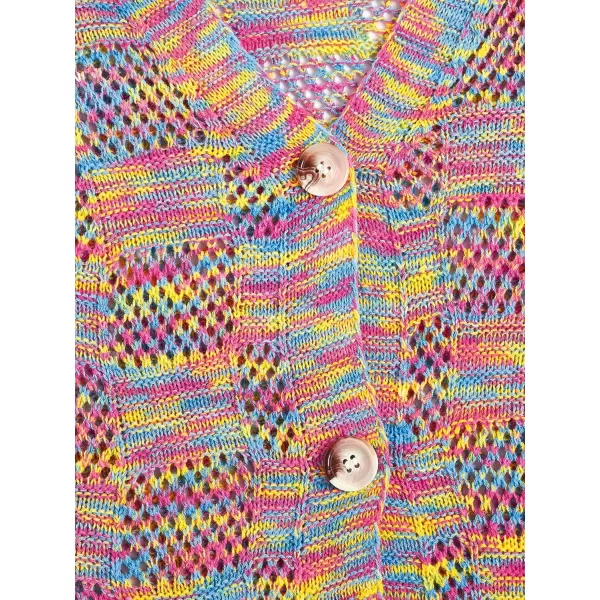 SweatyRocks Women's Long Sleeve Plaid Button Front V Neck Soft Knit Cardigan Sweaters
