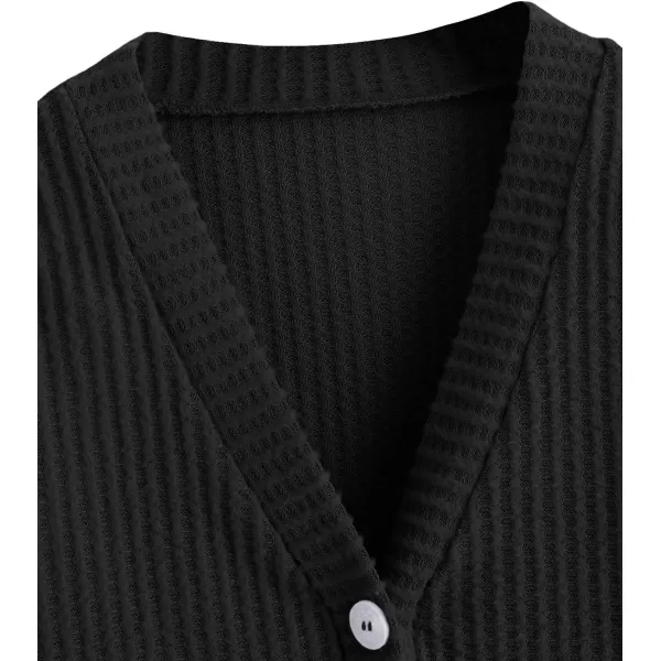 SweatyRocks Women's Long Sleeve Plaid Button Front V Neck Soft Knit Cardigan Sweaters