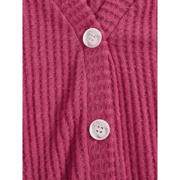 SweatyRocks Women's Long Sleeve Plaid Button Front V Neck Soft Knit Cardigan Sweaters