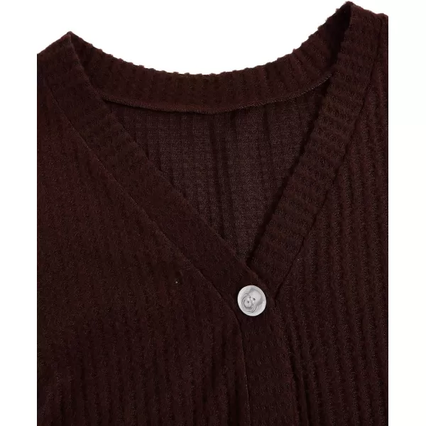 SweatyRocks Women's Long Sleeve Plaid Button Front V Neck Soft Knit Cardigan Sweaters