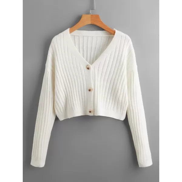 SweatyRocks Women's Long Sleeve Plaid Button Front V Neck Soft Knit Cardigan Sweaters